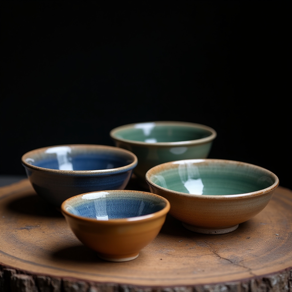 Handgefertigte Keramikschale mit blauer Glasur