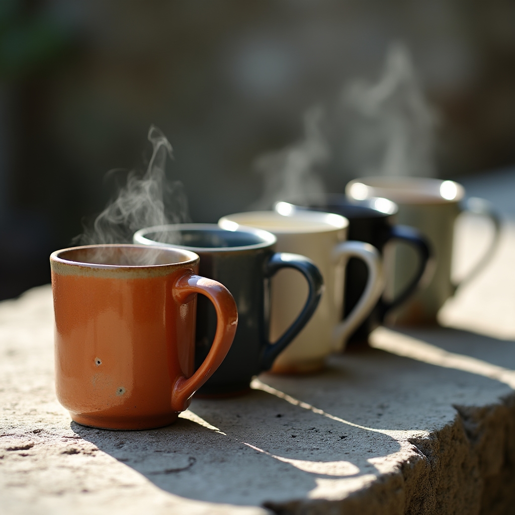 Handgefertigte Keramiktasse mit Henkel